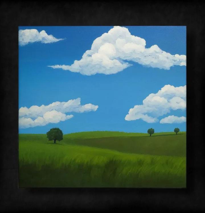 Sky Blue Landscape Handmade Canvas Painting – 20x20 inch