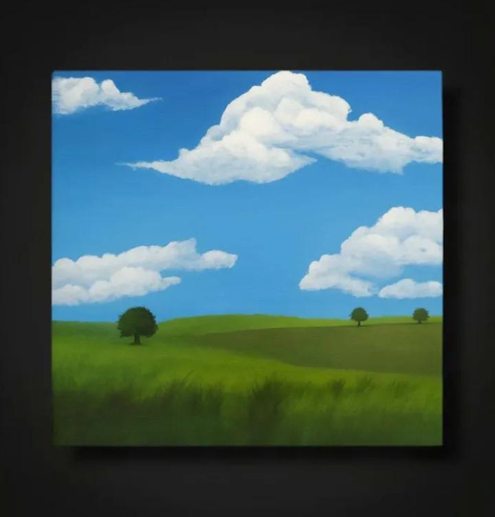 Sky Blue Landscape Handmade Canvas Painting – 20x20 inch