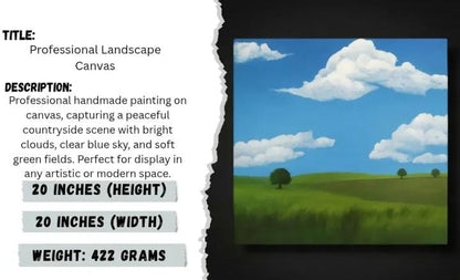 Sky Blue Landscape Handmade Canvas Painting – 20x20 inch