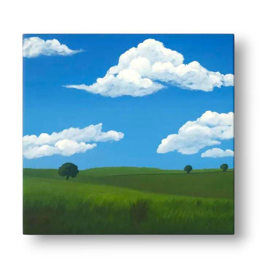 Sky Blue Landscape Handmade Canvas Painting – 20x20 inch